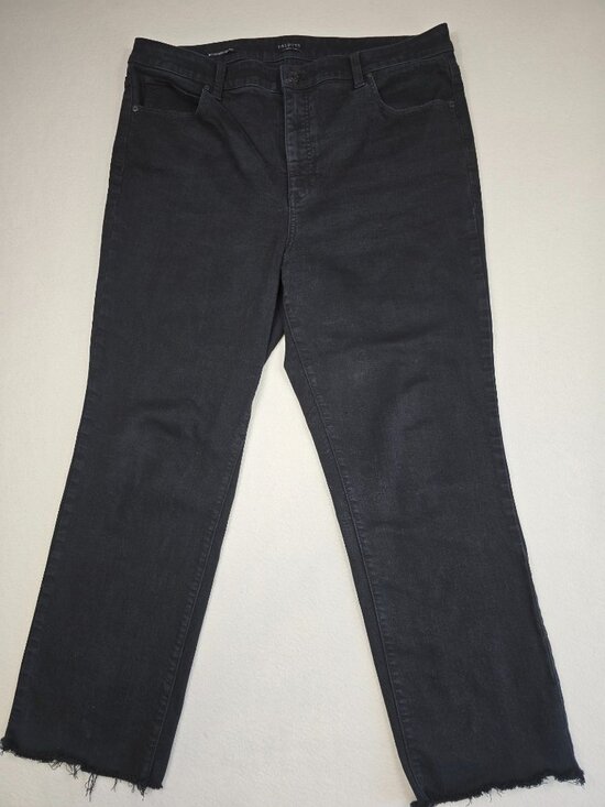 Talbots Denim - Talbots Womens Straight Leg High Waisted Jeans Size 16 Black Denim Frayed Hem
